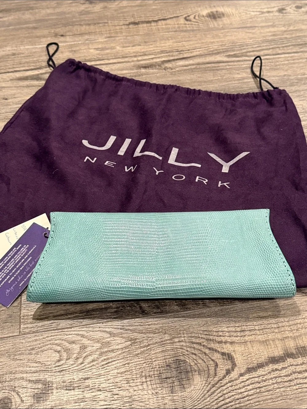 Jilly New York Genuine Exotic Skin Turquoise Envelope Clutch NWT NEW WITH TAGS